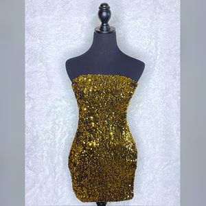Sequin Strapless Mini Dress